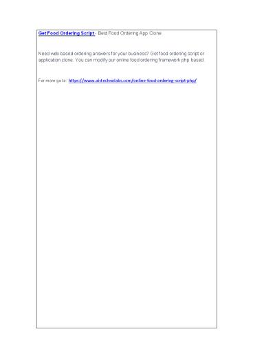 Get Food Ordering Script - Best Food Ordering App Clone