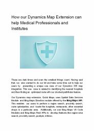 How our Dynamics Map Extension can help Medical Professionals and Institutes