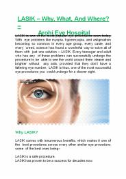 LASIK – Why, What, And Where? - Arohi Eye Hospital