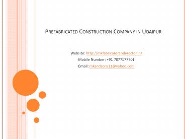 Prefabricated Construction Company in Udaipur