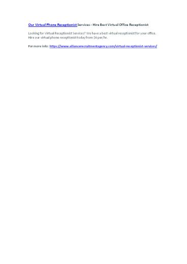 Our Virtual Phone Receptionist Services - Hire Best Virtual Office Receptionist