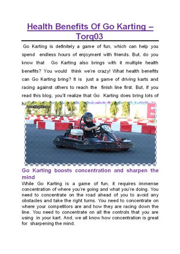 Health Benefits Of Go Karting - TORQ03