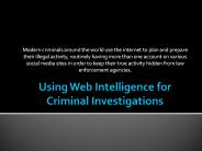 Using Web Intelligence for Criminal Investigations