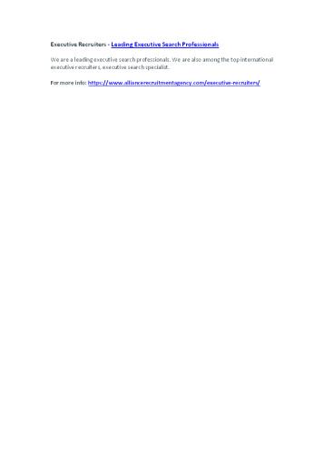 Executive Recruiters - Leading Executive Search Professionals