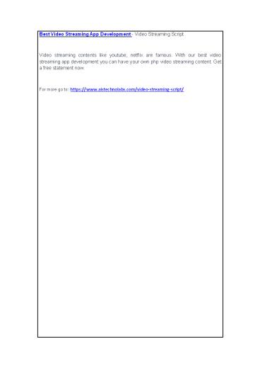 Best Video Streaming App Development - Video Streaming Script