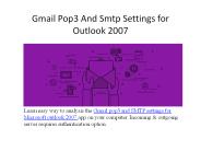 Gmail Pop3 And Smtp Settings for Outlook 2007