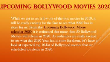 Upcoming Bollywood Movies 2020