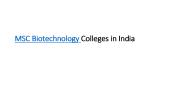 MSC Biotechnology Colleges in India