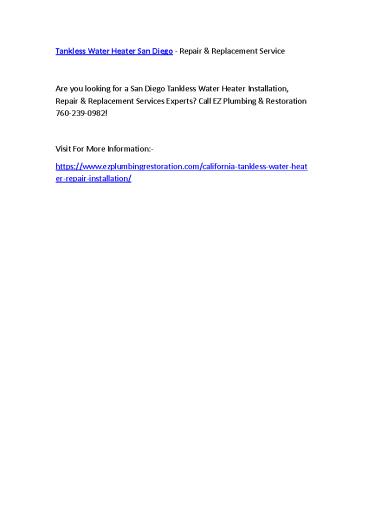 Tankless Water Heater San Diego - Repair & Replacement Service