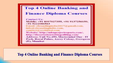 Top 4 Online Banking and Finance Diploma Courses