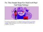 Try This Simple Steps For Mail2web Pop3 And Smtp Settings
