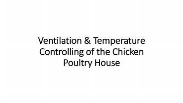 Ventilation & Temperature Controlling of the Chicken Poultry House