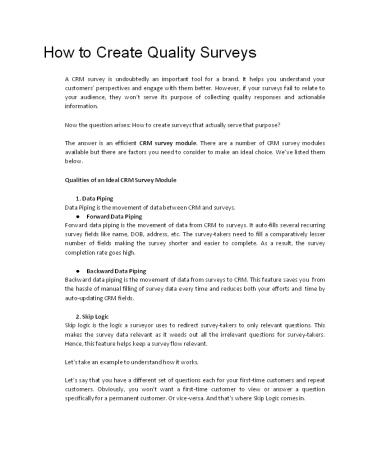 How to Create Quality Surveys