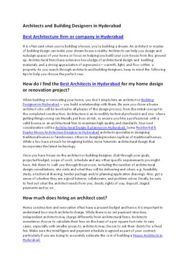 Best Architects in Hyderabad