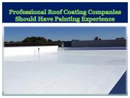 Professional Roof Coating Companies Should Have Painting Experience