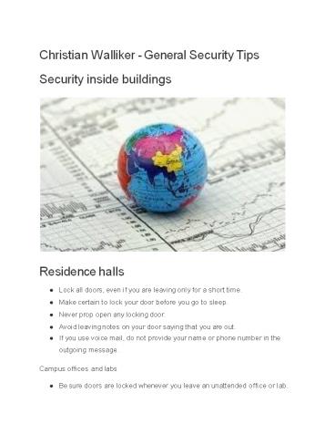 Christian Walliker - General Security Tips  Security inside buildings 