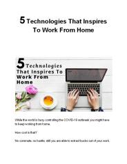 5 Technologies That Inspires To Work From Home