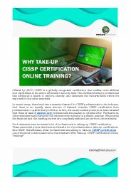 Why Take Up CISSP Certification Online Training