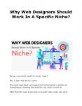 Why Web Designers Should Work In A Specific Niche? PowerPoint PPT Presentation