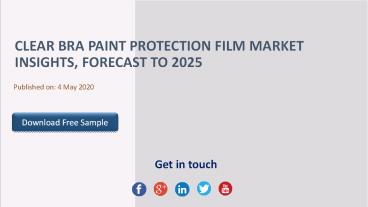 Clear Bra Paint Protection Film Market Insights, Forecast to 2025