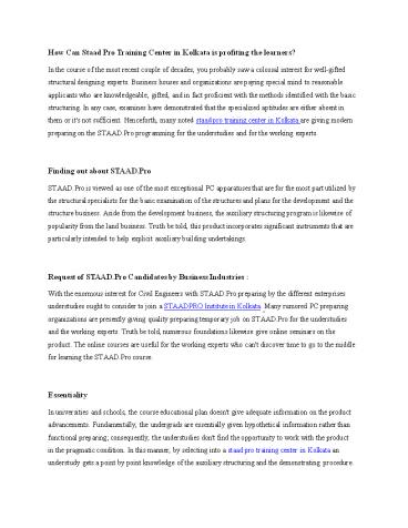 STAAD PRO TRAINING IN KOLKATA