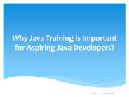 Why Java Training is Important for Aspiring Java Developers?