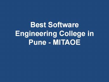 Best Software Engineering College in Pune - MITAOE