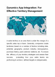 Dynamics App Integration: For Effective Territory Management