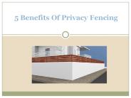 5 Benefits Of Privacy Fencing