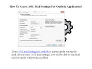 How To Access AOL Mail Settings For Outlook Application?