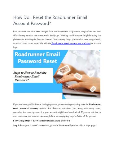 How Do I Reset the Roadrunner Email Account Password?