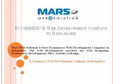 ECOMMERCE Web Development Company in Bangalore