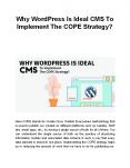 Why WordPress Is Ideal CMS To Implement The COPE Strategy? PowerPoint PPT Presentation