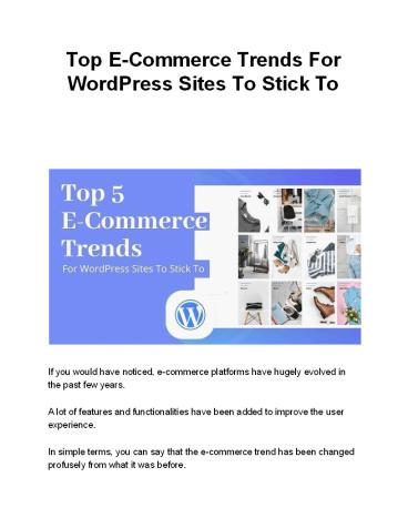 Top E-Commerce Trends For WordPress Sites To Stick To