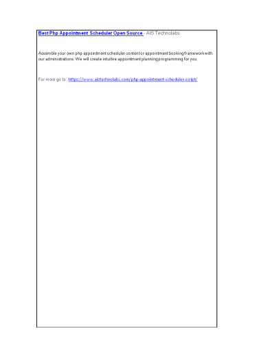Best Php Appointment Scheduler Open Source - AIS Technolabs