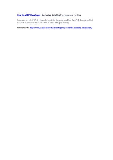 Hire CakePHP Developer - Dedicated CakePhp Programmers For Hire