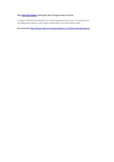 Hire Zend Developer, Dedicated Zend Programmers for Hire