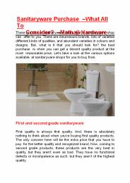 Sanitaryware Purchase – What All To Consider? - Mathaji Hardware