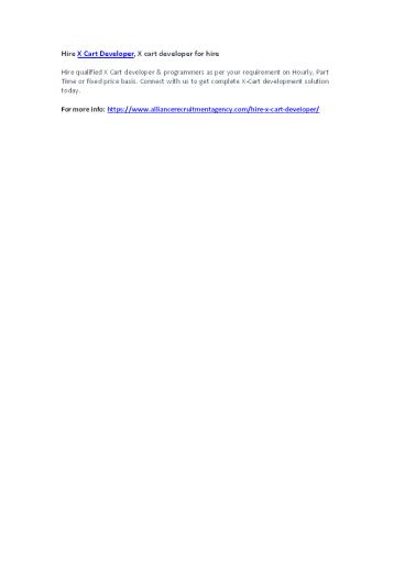 Hire X Cart Developer, X cart developer for hire