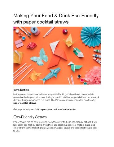 Making Your Food & Drink Eco-Friendly with paper cocktail straws