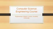 Computer Science Engineering Course - Avantika University