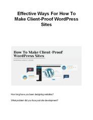 Effective Ways For How To Make Client-Proof WordPress Sites