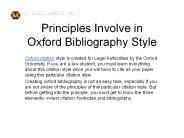 Principles Involve in Oxford Bibliography Style