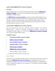 Fire and Safety Course in Chennai