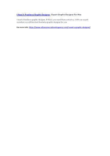I Need A Freelance Graphic Designer - Expert Graphic Designer For Hire