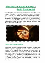 How Safe Is Cataract Surgery? - Arohi Eye Hospital