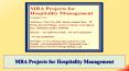 MBA Projects for Hospitality Management PowerPoint PPT Presentation