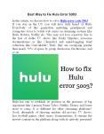 Best Way to Fix Hulu Error 5003 PowerPoint PPT Presentation