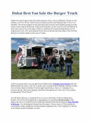 Dubai Best Van Sale the Burger Truck