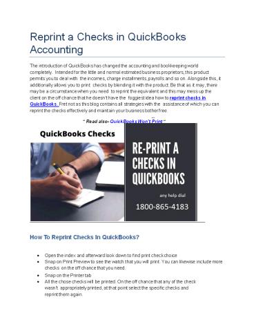 Reprint a checks QuickBooks in Easy Way